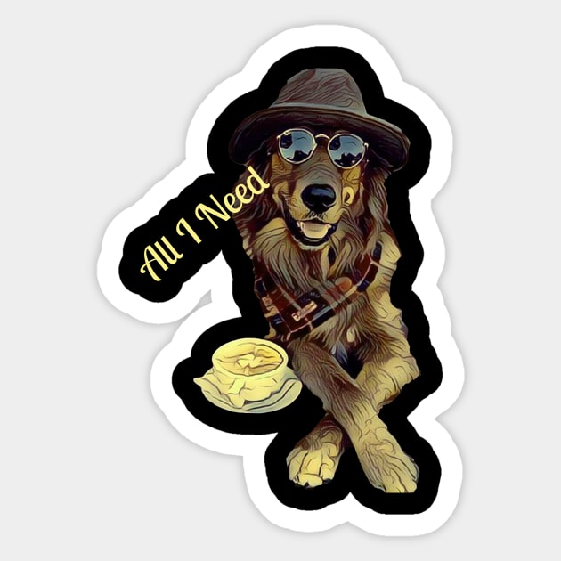 All I Need Is Dogs And Coffee - Dog Lovers Dogs Sticker by fromherotozero